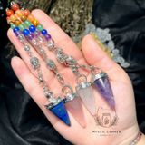  Con lắc cảm xạ đá Lapis Lazuli dây 7 luân xa charm Buddha, Om 