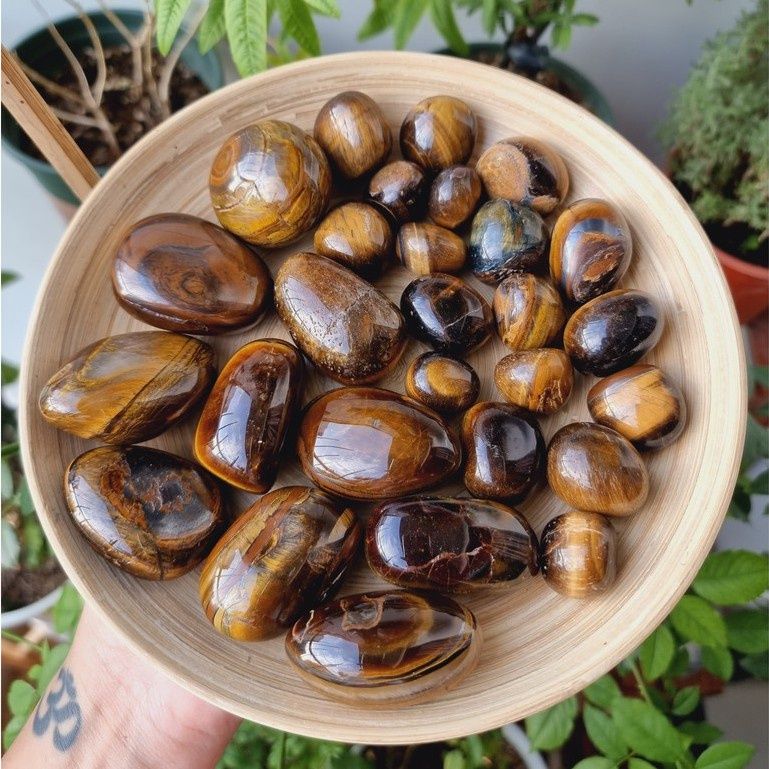  Viên đá thanh tẩy Mắt Hổ (Tiger's Eye Stone) tự nhiên dùng trong thanh tẩy bài Tarot, thiền định, Reiki, phong thủy 