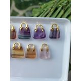  Charm túi đá Fluorite, đá thanh tẩy bài Tarot, đá phong thủy, Reiki, thiền định 