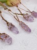  Dây chuyền Macrame Thạch anh Tím Vera Cruz Amethyst in Mexico, vòng cổ đá năng lượng hỗ trợ trực giác, tinh thần 