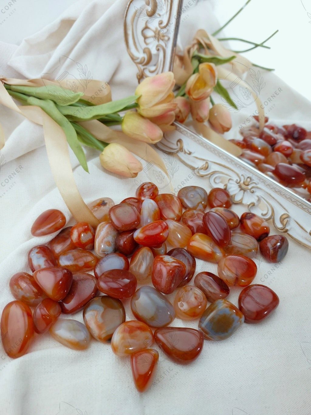  Tumbled viên đá thanh tẩy Carnelian mã não đỏ tự nhiên thúc đẩy năng lượng sống, sự mạnh mẽ và quyết liệt của bản thân 