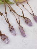  Dây chuyền Macrame Thạch anh Tím Vera Cruz Amethyst in Mexico, vòng cổ đá năng lượng hỗ trợ trực giác, tinh thần 