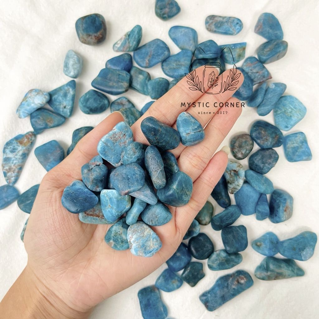  Tumbled Blue Apatite tự nhiên, đá thanh tẩy dùng trong Tarot, thiền định, Reiki, Phong thủy 