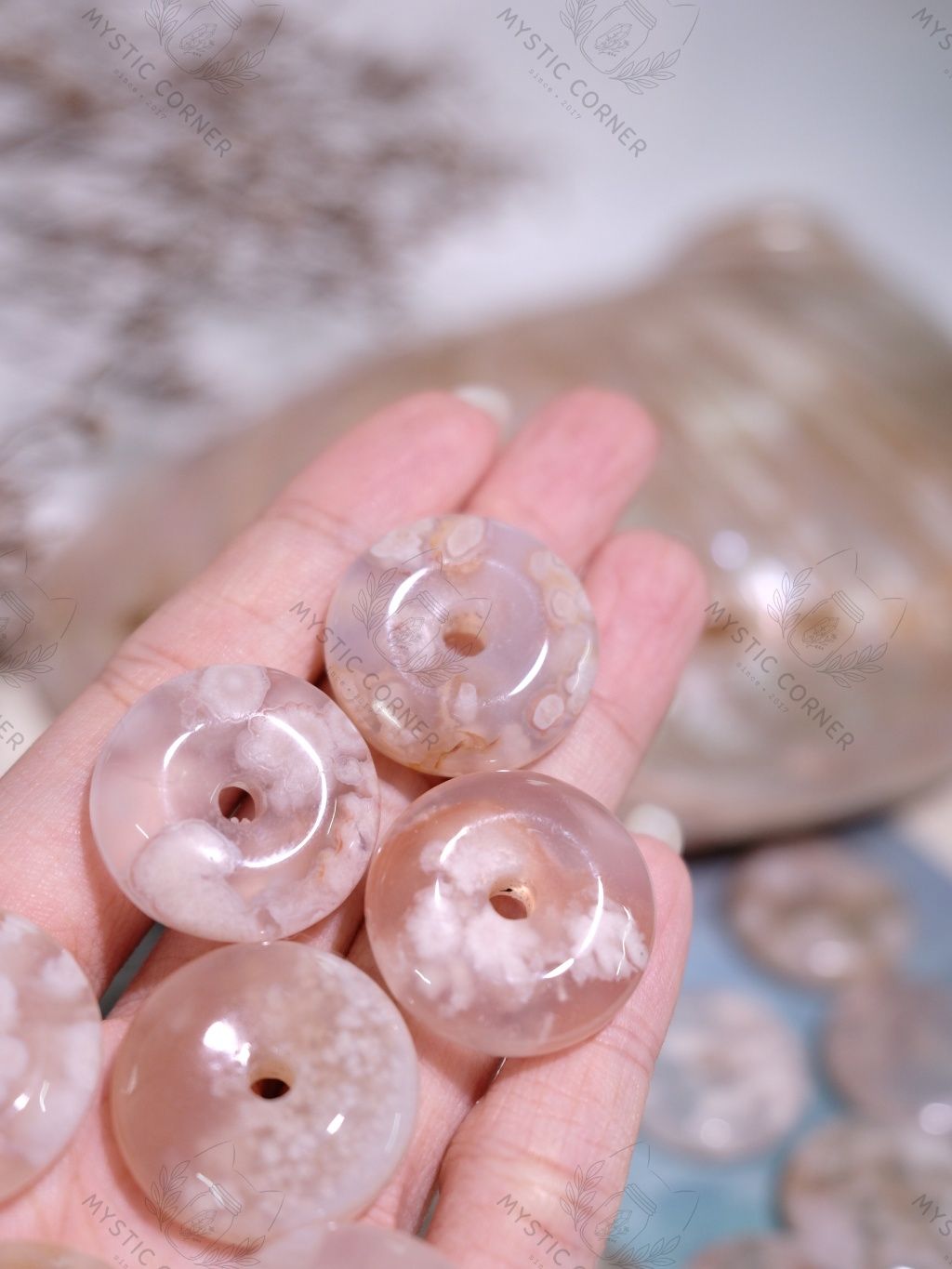  [CHẤT ĐẸP] Đồng điếu Mã Não Hoa Anh Đào (Blossom Agate) 10li 