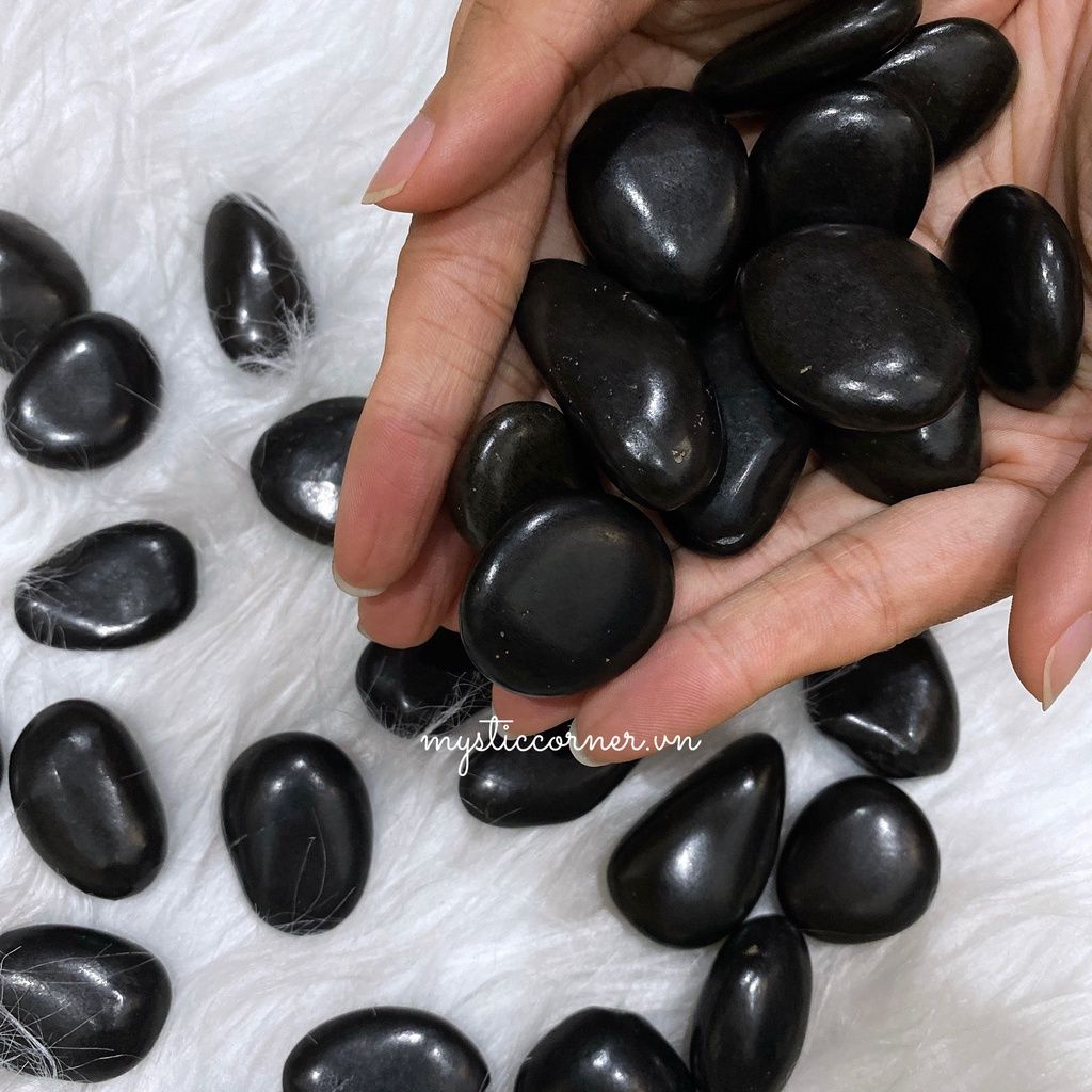  Tumbled đá Shungite bảo vệ, đá năng lượng, đá thanh tẩy, đá phong thủy trong Tarot, Reiki 