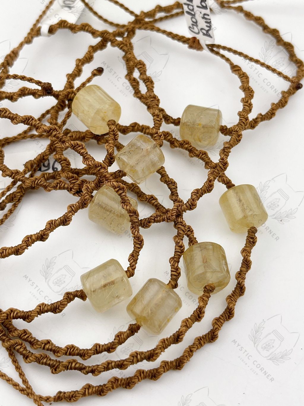  Vòng tay đá phong thuỷ lu thống Thạch anh tóc Vàng thắt macrame (Rutilated Quartz) hỗ trợ may mắn, tài lộc 