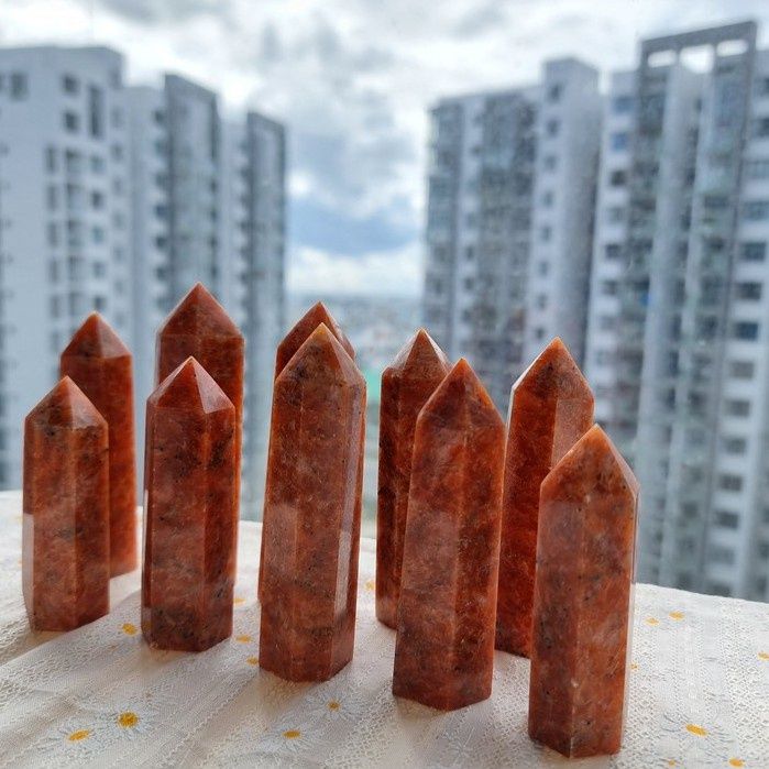  Trụ đá thanh tẩy Sunstone (đá Mặt Trời) - đá phong thủy dùng trong Tarot, Reiki, thiền định 