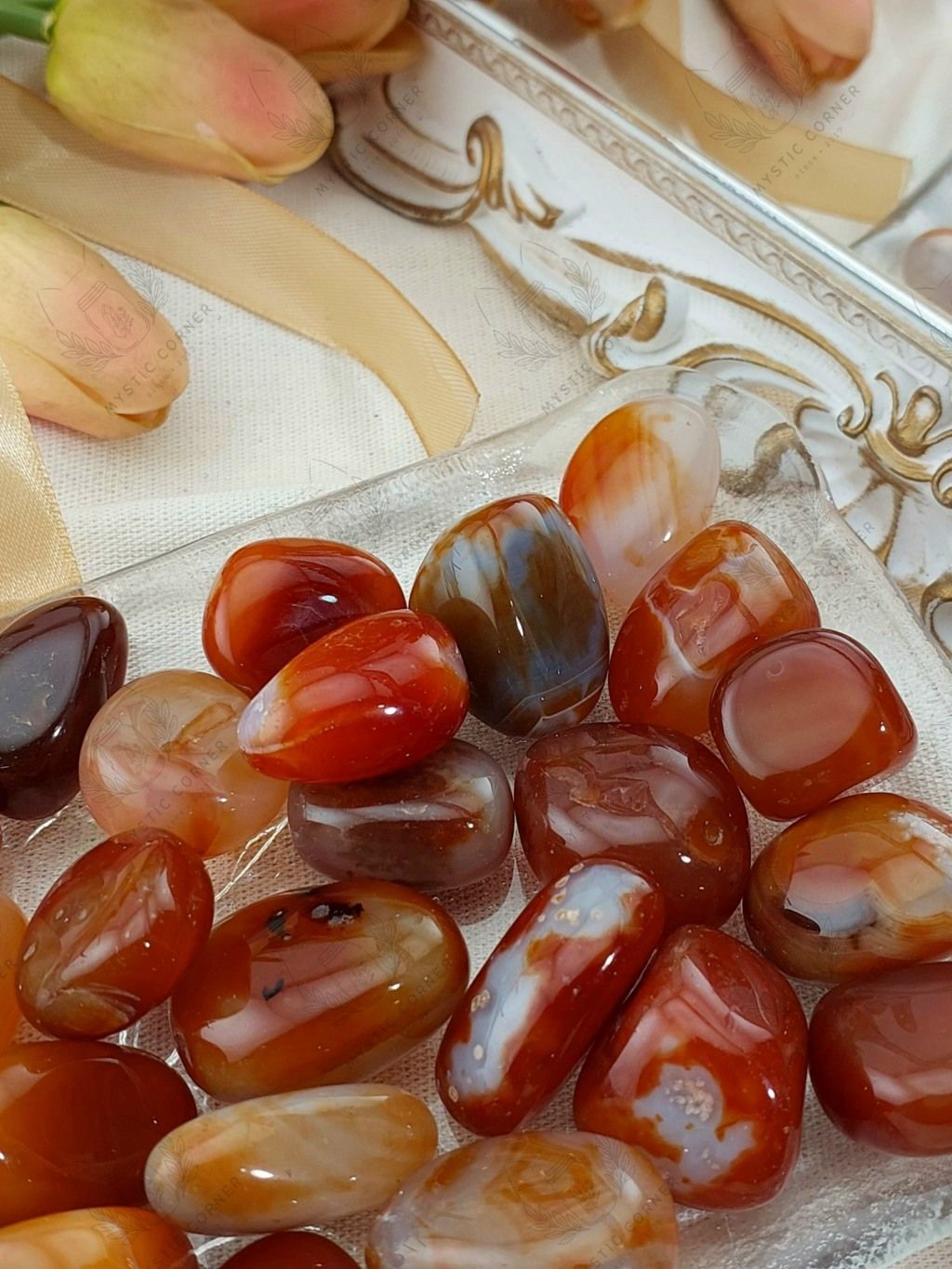  Tumbled viên đá thanh tẩy Carnelian mã não đỏ tự nhiên thúc đẩy năng lượng sống, sự mạnh mẽ và quyết liệt của bản thân 