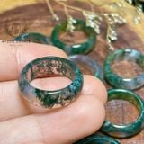  Nhẫn rêu Băng Ngọc Thuỷ Tảo (Moss Agate) đá mã não, đá phong thuỷ 
