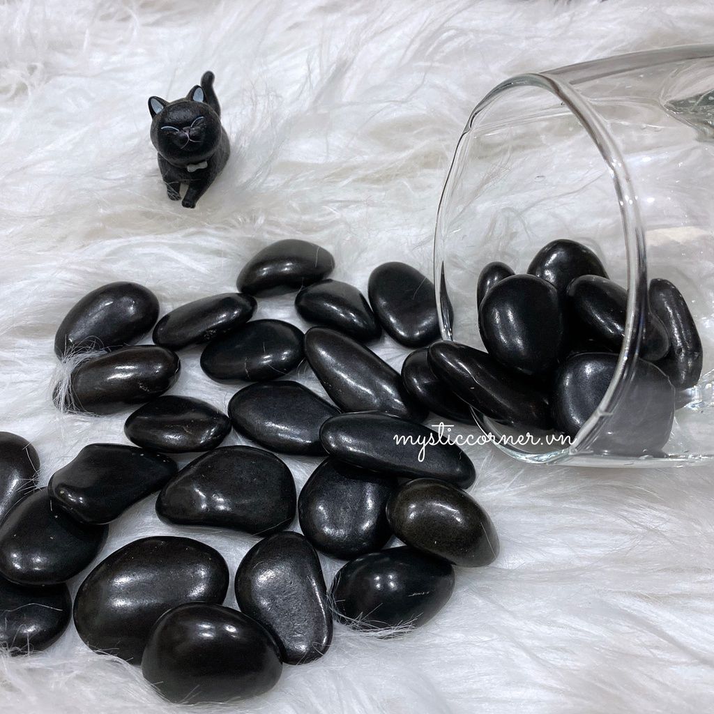  Tumbled đá Shungite bảo vệ, đá năng lượng, đá thanh tẩy, đá phong thủy trong Tarot, Reiki 