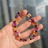  Vòng tay phong thủy đá Amethyst mix Citrine (thạch anh Tím mix thạch anh Vàng) 