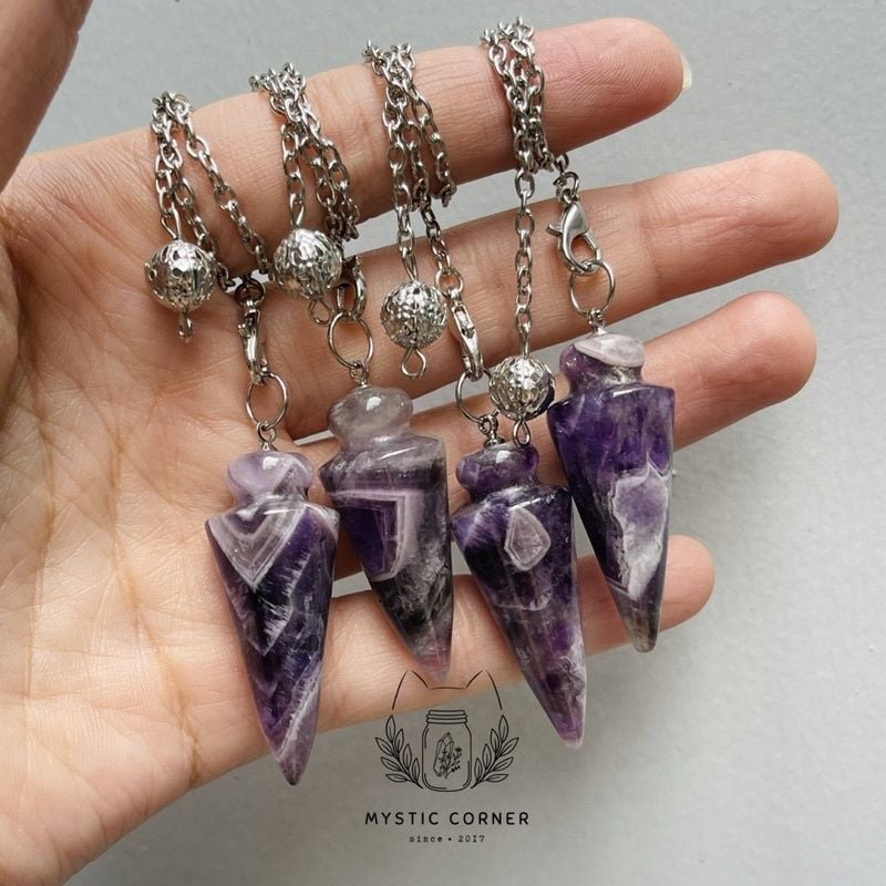  Con lắc cảm xạ đá Tím (Amethyst Quartz), trong Tarot, cảm xạ học, Reiki, phong thủy, chỉ số bovis 