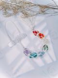 Dây treo đá thạch anh thô 7 luân xa kèm thanh Selenite, đá thanh tẩy, reiki 