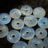  Đồng điếu Moonstone (đá Mặt Trăng) chất trong, ánh lửa xanh chất lượng cao, dùng làm trang sức, phong thủy, Reiki 