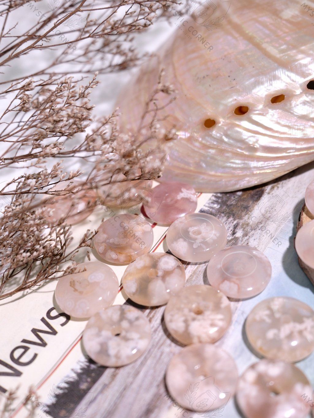  [CHẤT ĐẸP] Đồng điếu Mã Não Hoa Anh Đào (Blossom Agate) 10li 