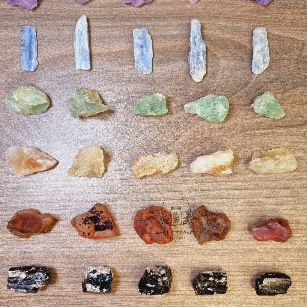  [SET NHỎ] Combo 7 viên đá thạch anh thô hỗ trợ luân xa (Chakra), đá thanh tẩy, đá Reiki 