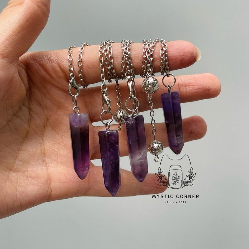  Con lắc cảm xạ đá Tím (Amethyst Quartz), trong Tarot, cảm xạ học, Reiki, phong thủy, chỉ số bovis 