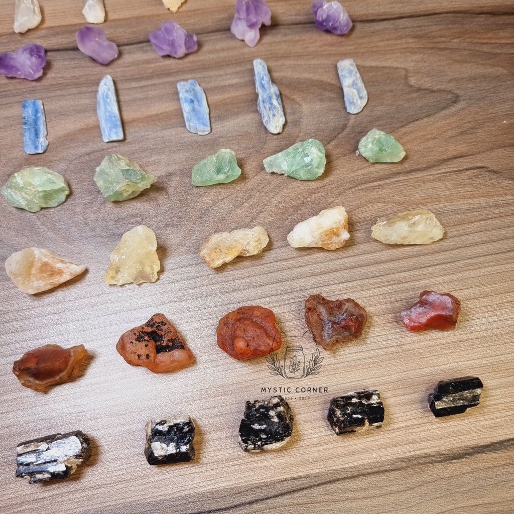  [SET NHỎ] Combo 7 viên đá thạch anh thô hỗ trợ luân xa (Chakra), đá thanh tẩy, đá Reiki 