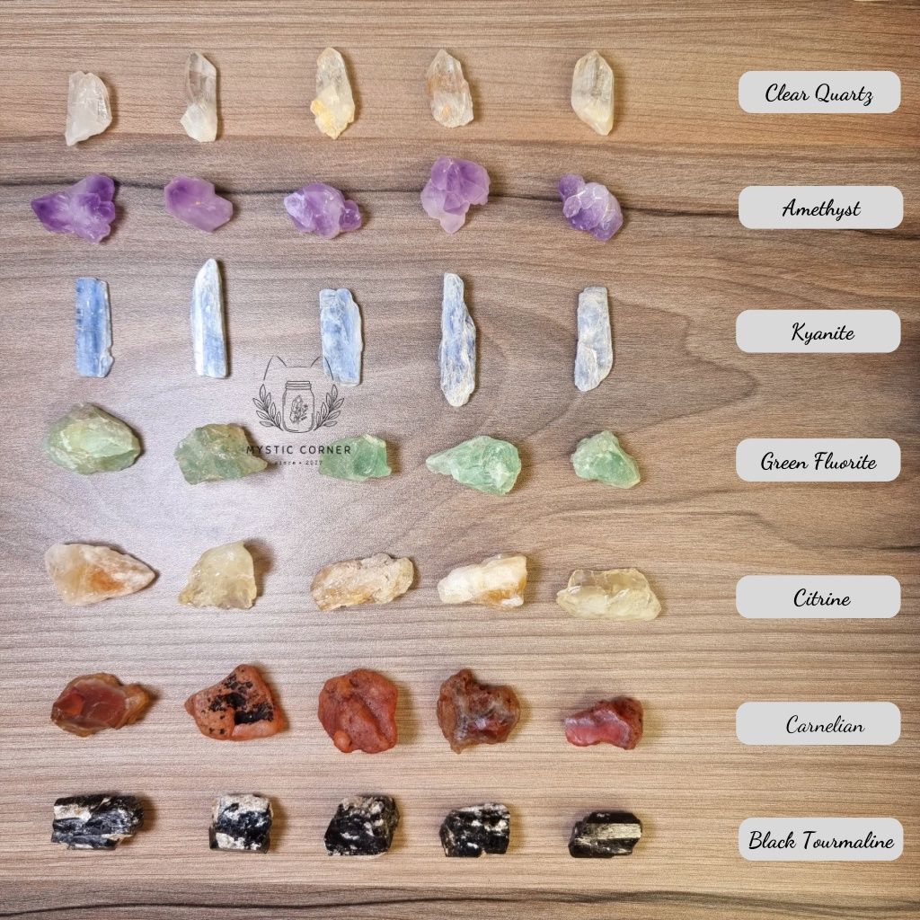  [SET NHỎ] Combo 7 viên đá thạch anh thô hỗ trợ luân xa (Chakra), đá thanh tẩy, đá Reiki 
