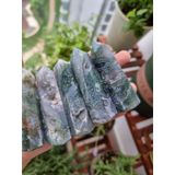  Trụ đá thanh tẩy Moss Agate (mã não rêu), trụ đá phong thủy dùng trong Tarot, Reiki, thiền định 