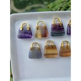  Charm túi đá Fluorite, đá thanh tẩy bài Tarot, đá phong thủy, Reiki, thiền định 