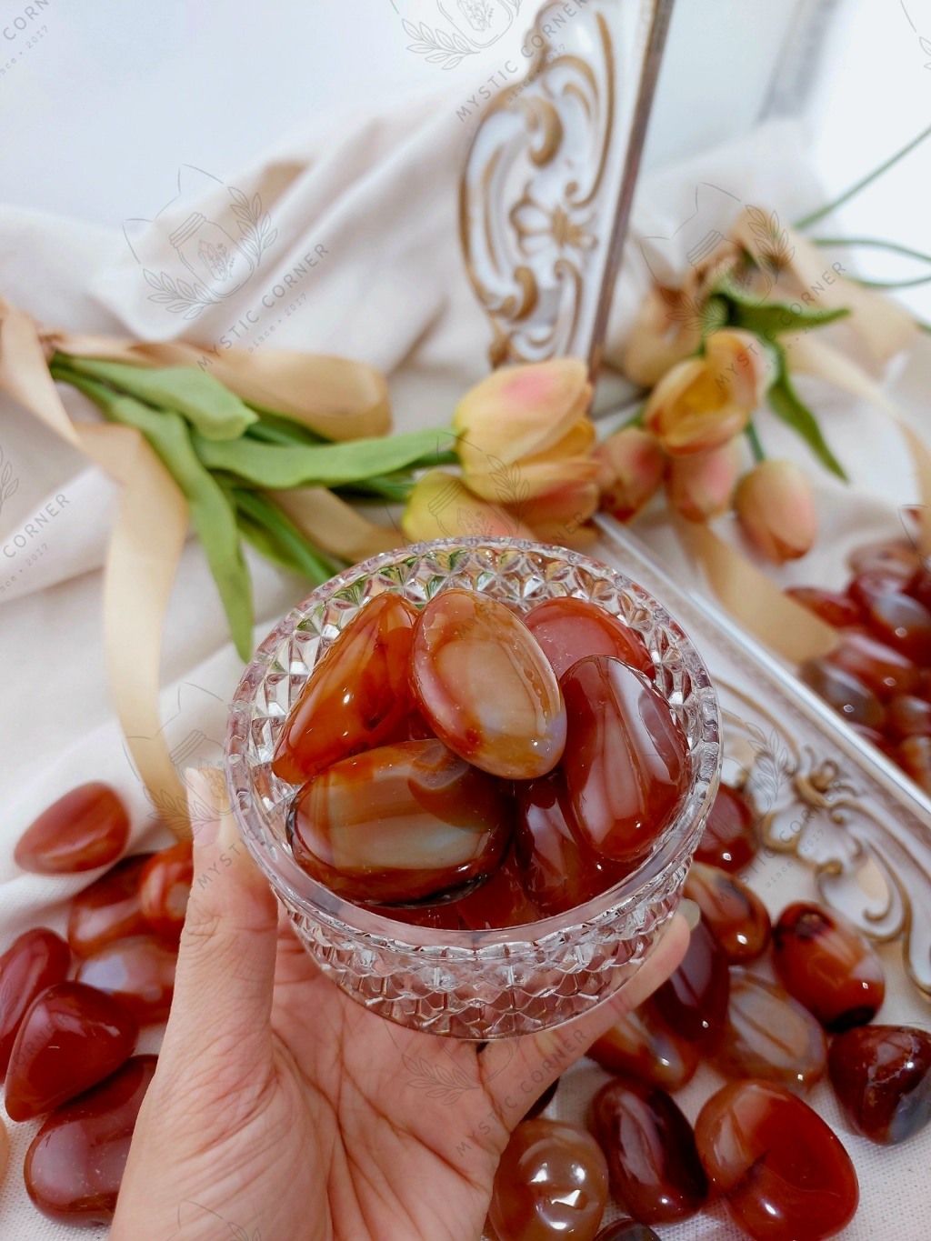  Tumbled viên đá thanh tẩy Carnelian mã não đỏ tự nhiên thúc đẩy năng lượng sống, sự mạnh mẽ và quyết liệt của bản thân 