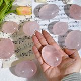  (HIGH QUALITY) Đá thạch anh Hồng (Palm Rose Quartz), hỗ trợ luân xa 4, tình yêu thương, đá phong thuỷ, Tarot, thiền định 