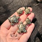  Tượng Rùa Pyrite (đá vàng găm) may mắn tài lộc, phong thủy, dùng bỏ ví, làm mặt dây, móc khóa 
