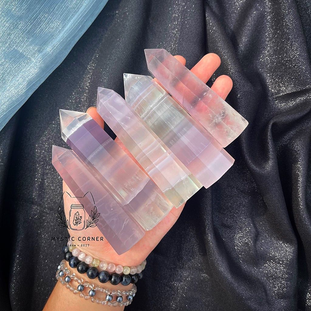  [HÀNG ĐẸP] trụ Fluorite, trụ đá thạch anh, đá thanh tẩy Tarot, Reiki, thiền định 