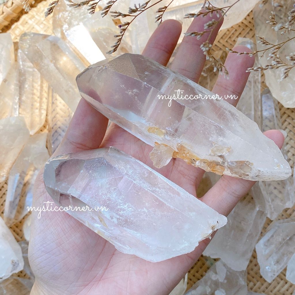  Tinh thể đá thạch anh trắng (Clear Quartz) dùng trong Reiki, đá thanh tẩy, phong thủy 