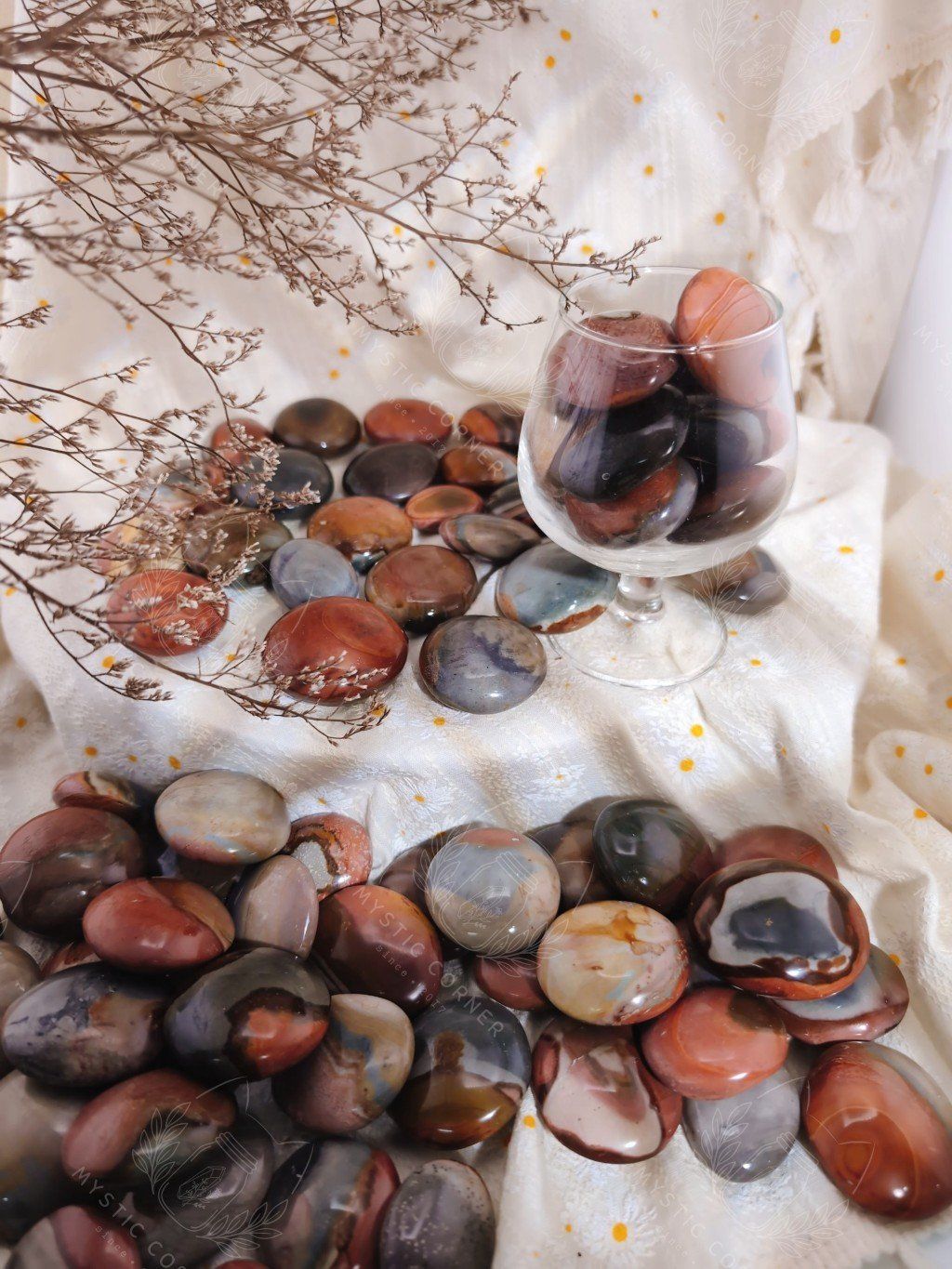  Palm Polychrome Jasper hỗ trợ ổn định hào quang, tăng năng lượng cơ thể thể chất, trí tuệ, đá thạch anh, đá phong thủy 