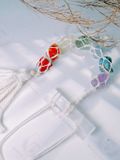  Dây treo đá thạch anh thô 7 luân xa kèm thanh Selenite, đá thanh tẩy, reiki 