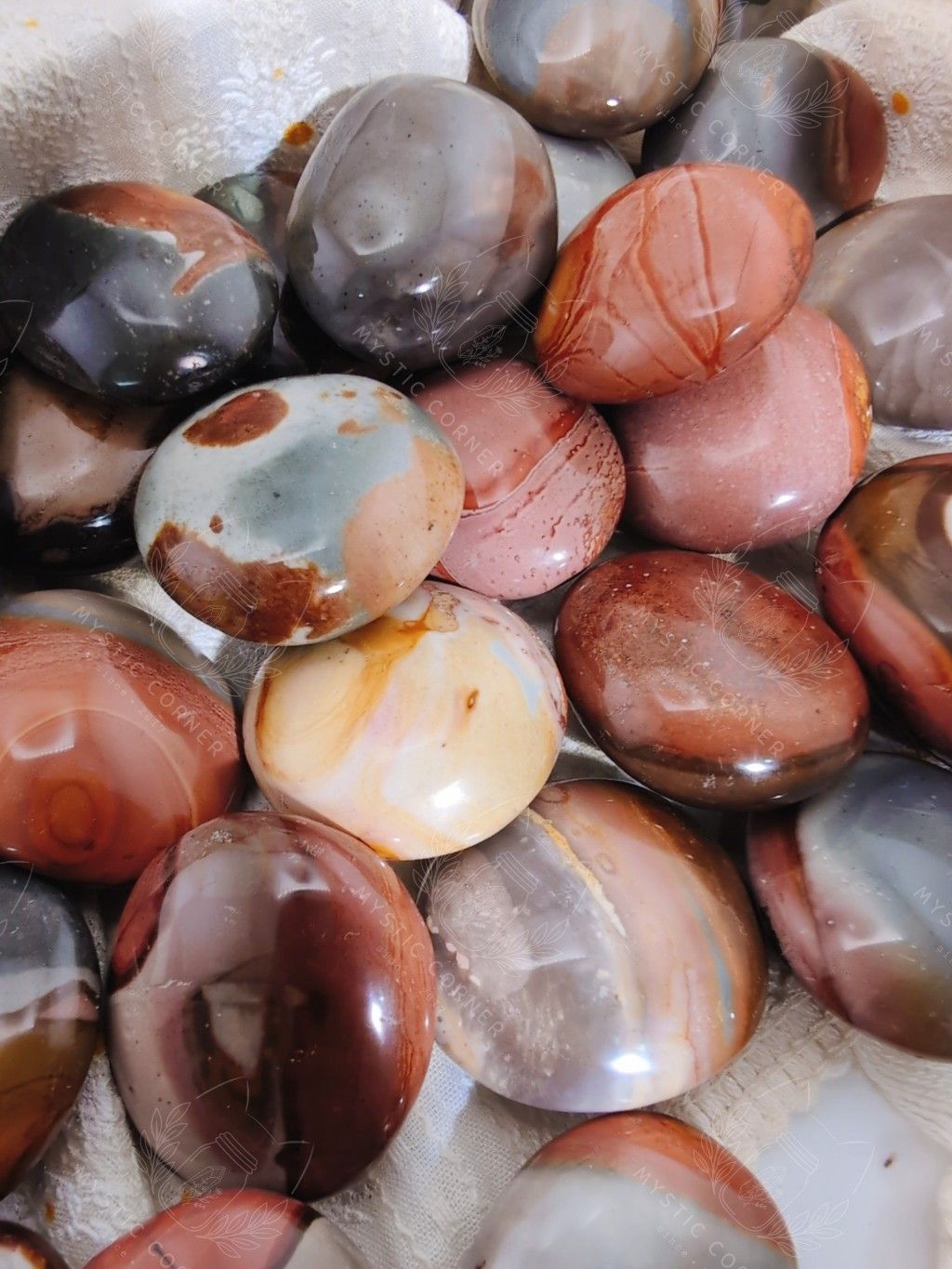  Palm Polychrome Jasper hỗ trợ ổn định hào quang, tăng năng lượng cơ thể thể chất, trí tuệ, đá thạch anh, đá phong thủy 