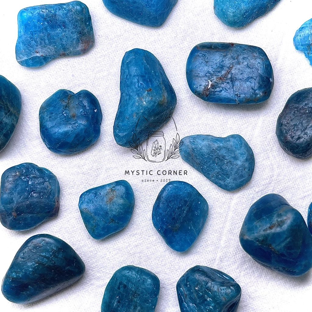  Tumbled Blue Apatite tự nhiên, đá thanh tẩy dùng trong Tarot, thiền định, Reiki, Phong thủy 