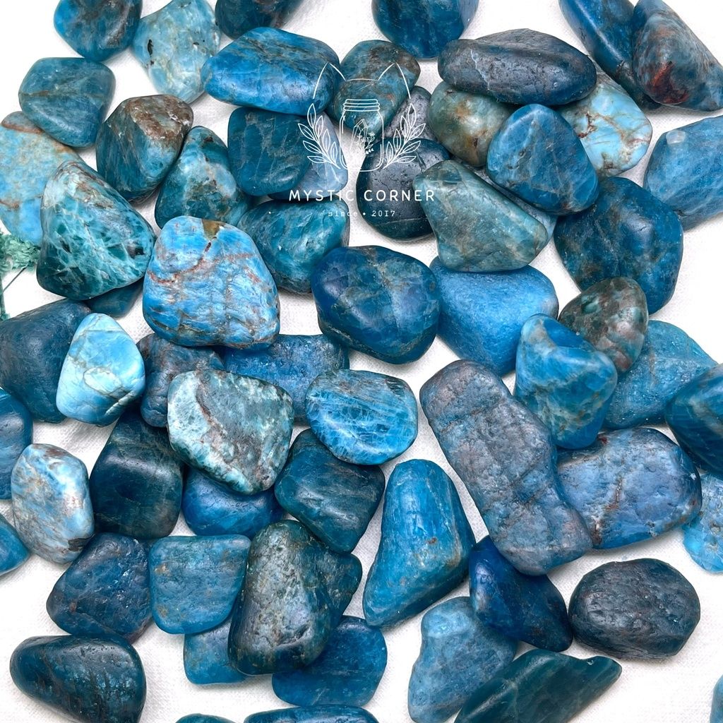  Tumbled Blue Apatite tự nhiên, đá thanh tẩy dùng trong Tarot, thiền định, Reiki, Phong thủy 