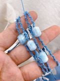 Vòng tay đá phong thuỷ Aquamarine macrame lu thống hỗ trợ luân xa 5, học tập, ý tưởng, giao tiếp, tự tin 