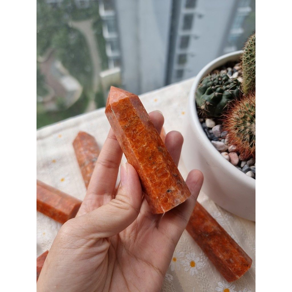  Trụ đá thanh tẩy Sunstone (đá Mặt Trời) - đá phong thủy dùng trong Tarot, Reiki, thiền định 