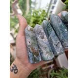  Trụ đá thanh tẩy Moss Agate (mã não rêu), trụ đá phong thủy dùng trong Tarot, Reiki, thiền định 