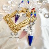 Con lắc cảm xạ đá Lapis Lazuli dây 7 luân xa charm Buddha, Om 