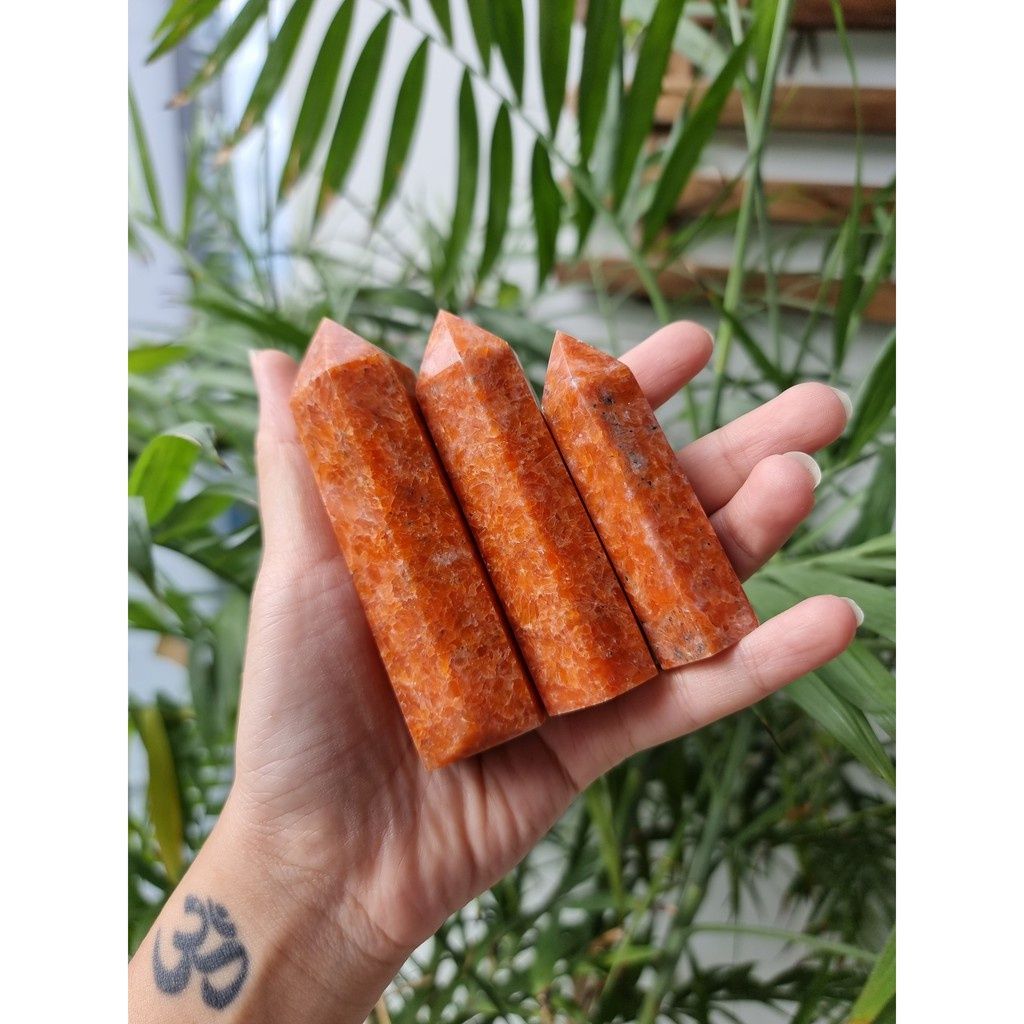  Trụ đá thanh tẩy Sunstone (đá Mặt Trời) - đá phong thủy dùng trong Tarot, Reiki, thiền định 