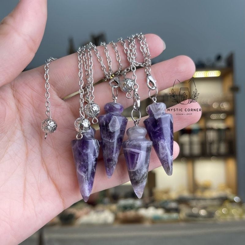  Con lắc cảm xạ đá Tím (Amethyst Quartz), trong Tarot, cảm xạ học, Reiki, phong thủy, chỉ số bovis 