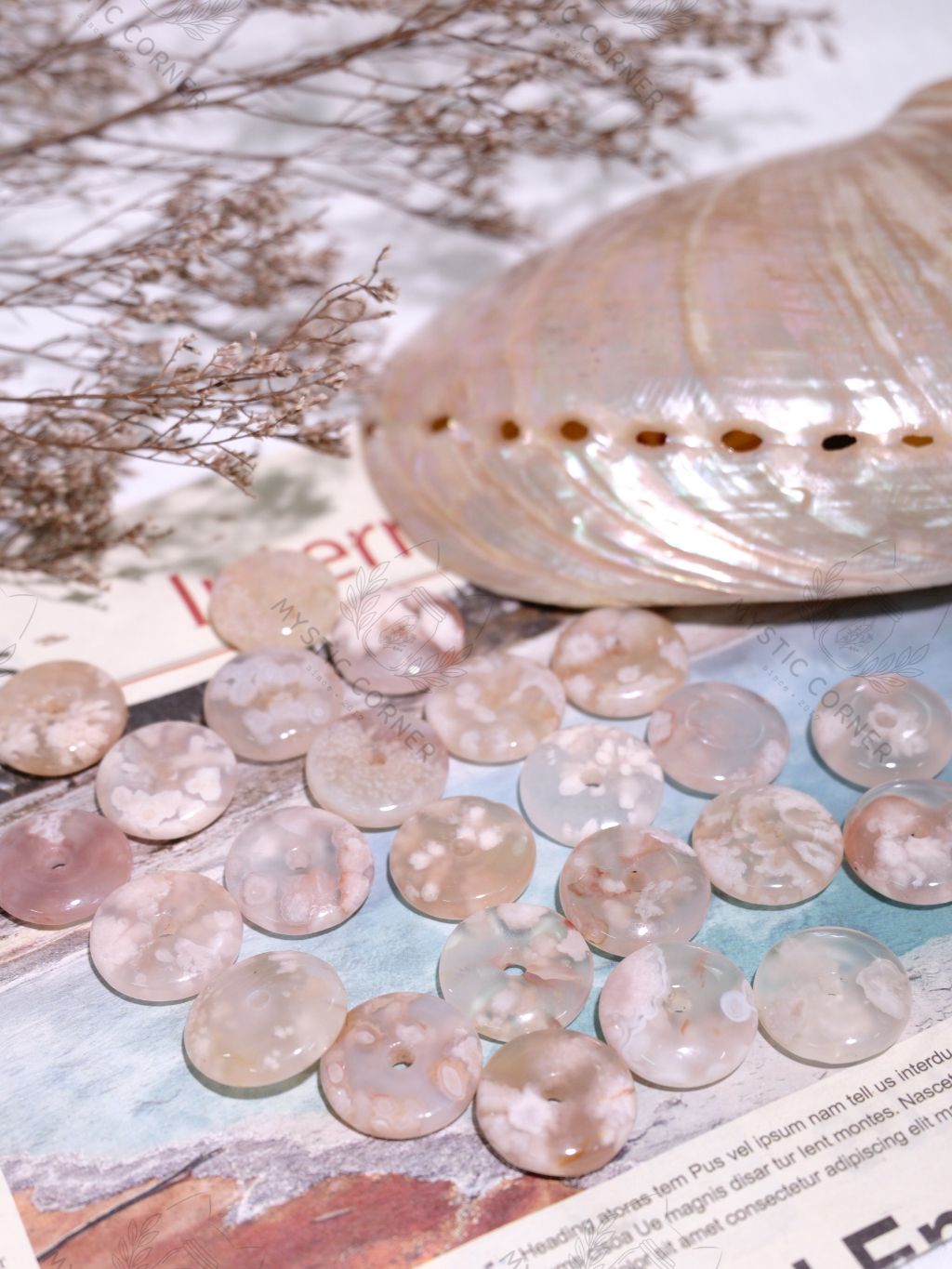  [CHẤT ĐẸP] Đồng điếu Mã Não Hoa Anh Đào (Blossom Agate) 10li 