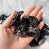  Đá thô Black Obsidian (đá thủy tinh núi lửa), đá thanh tẩy trong Tarot, Reiki, thiền định, phong thủy 