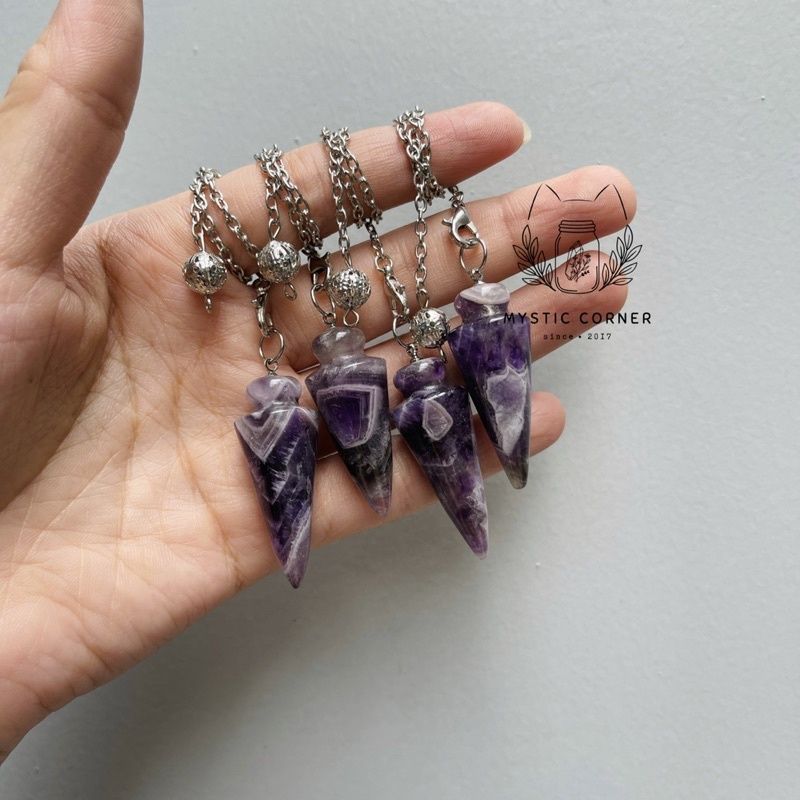  Con lắc cảm xạ đá Tím (Amethyst Quartz), trong Tarot, cảm xạ học, Reiki, phong thủy, chỉ số bovis 