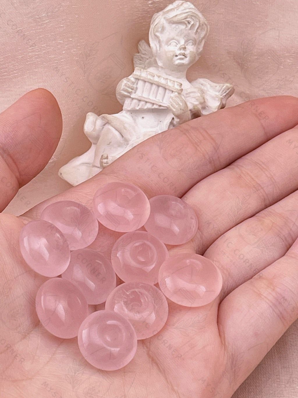  [CHẤT ĐẸP] Đồng điếu đá Thạch anh Hồng (Rose Quartz), đá phong thủy hỗ trợ tình cảm, các mối quan hệ 