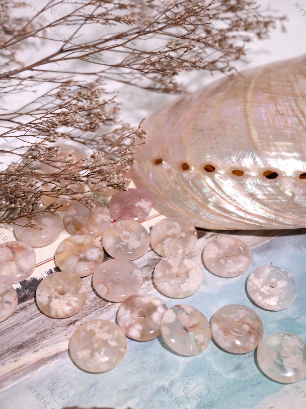  [CHẤT ĐẸP] Đồng điếu Mã Não Hoa Anh Đào (Blossom Agate) 10li 