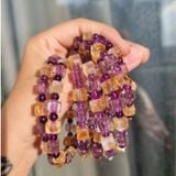  Vòng tay phong thủy đá Amethyst mix Citrine (thạch anh Tím mix thạch anh Vàng) 