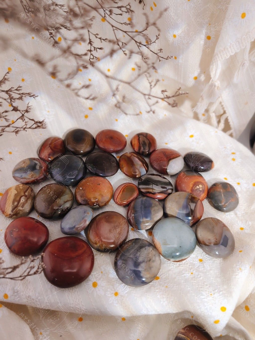  Palm Polychrome Jasper hỗ trợ ổn định hào quang, tăng năng lượng cơ thể thể chất, trí tuệ, đá thạch anh, đá phong thủy 