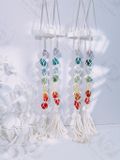  Dây treo đá thạch anh thô 7 luân xa kèm thanh Selenite, đá thanh tẩy, reiki 
