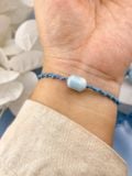 Vòng tay đá phong thuỷ Aquamarine macrame lu thống hỗ trợ luân xa 5, học tập, ý tưởng, giao tiếp, tự tin 